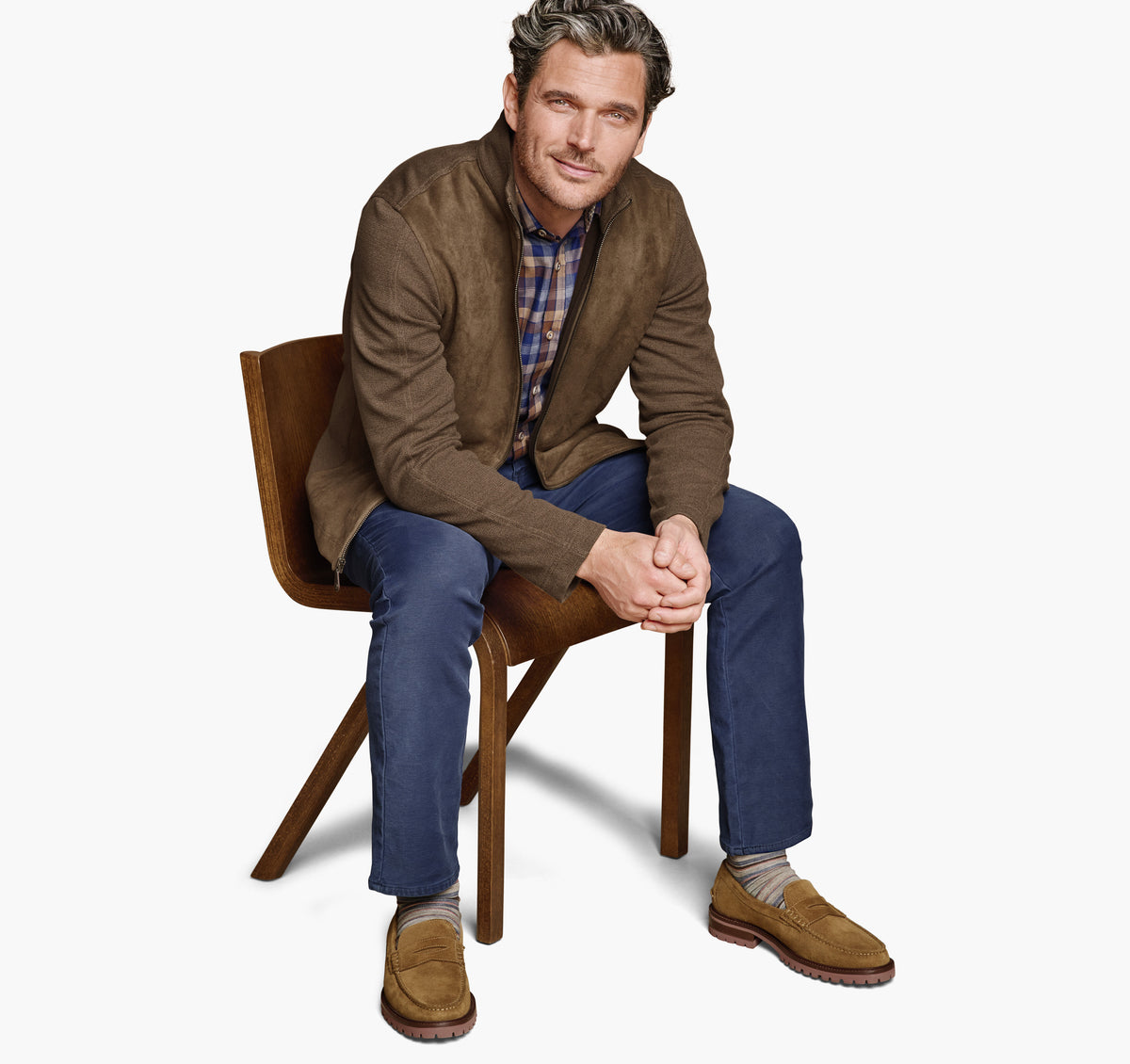 Men's Faux-Suede Full-Zip - Johnston Murphy