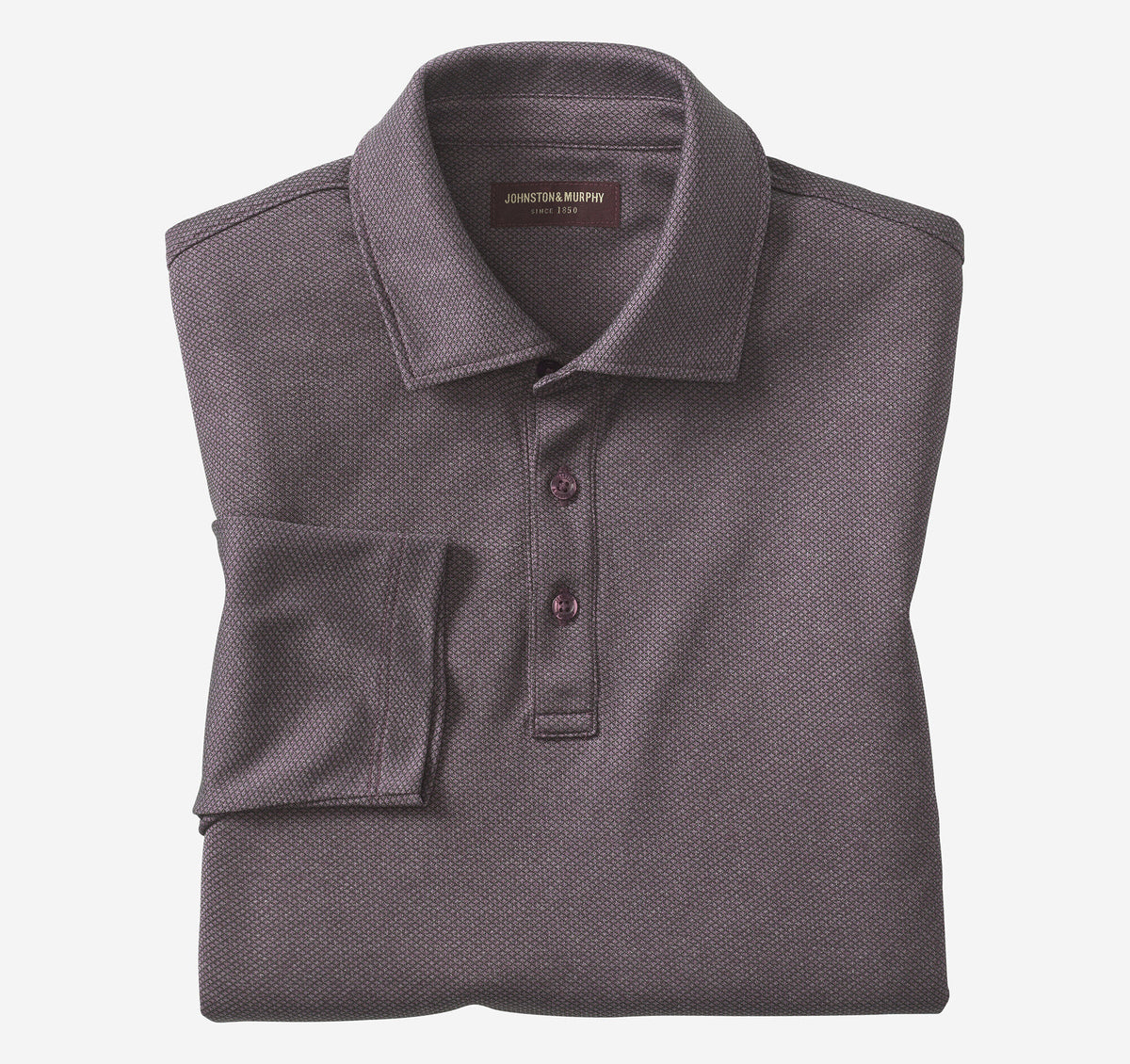 Men's Knit Jacquard Long-Sleeve Polo - Johnston Murphy