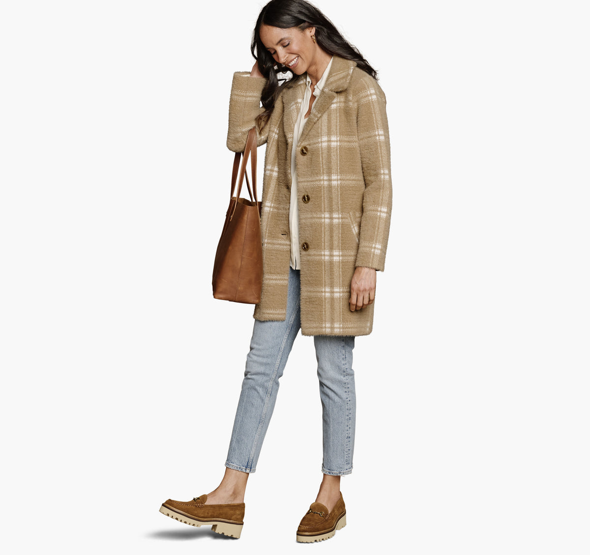 Women's Eyelash Plaid Coatigan - Johnston Murphy