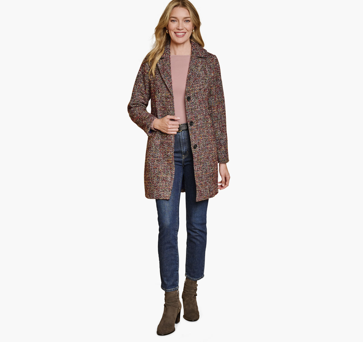 Women's Colorful Tweed Coat - Johnston Murphy