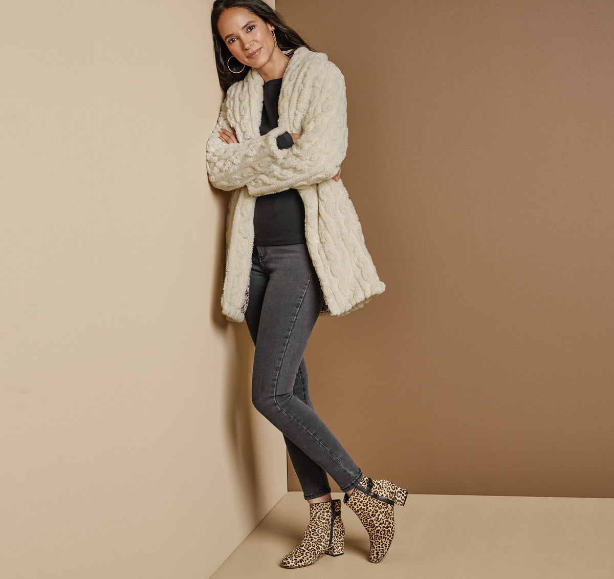 Women's Cable Faux-Fur Coat - Johnston Murphy