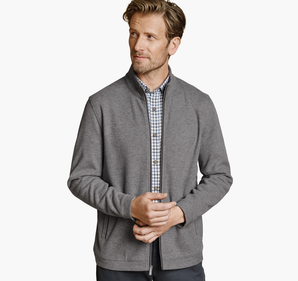 Men's Ribbed Full-Zip - Johnston Murphy