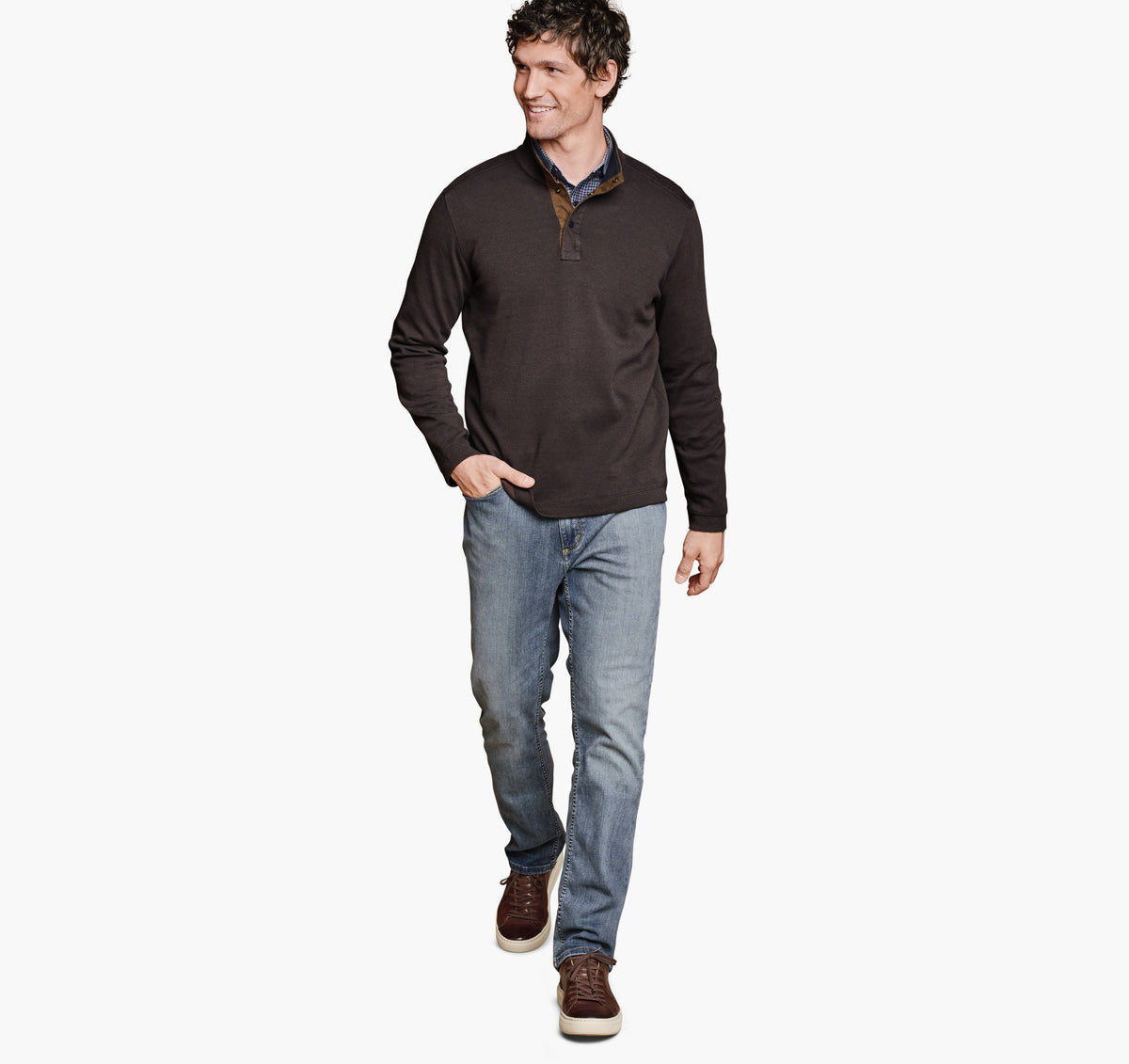 Men's Knit Jacquard Quarter-Snap Pullover - Johnston Murphy