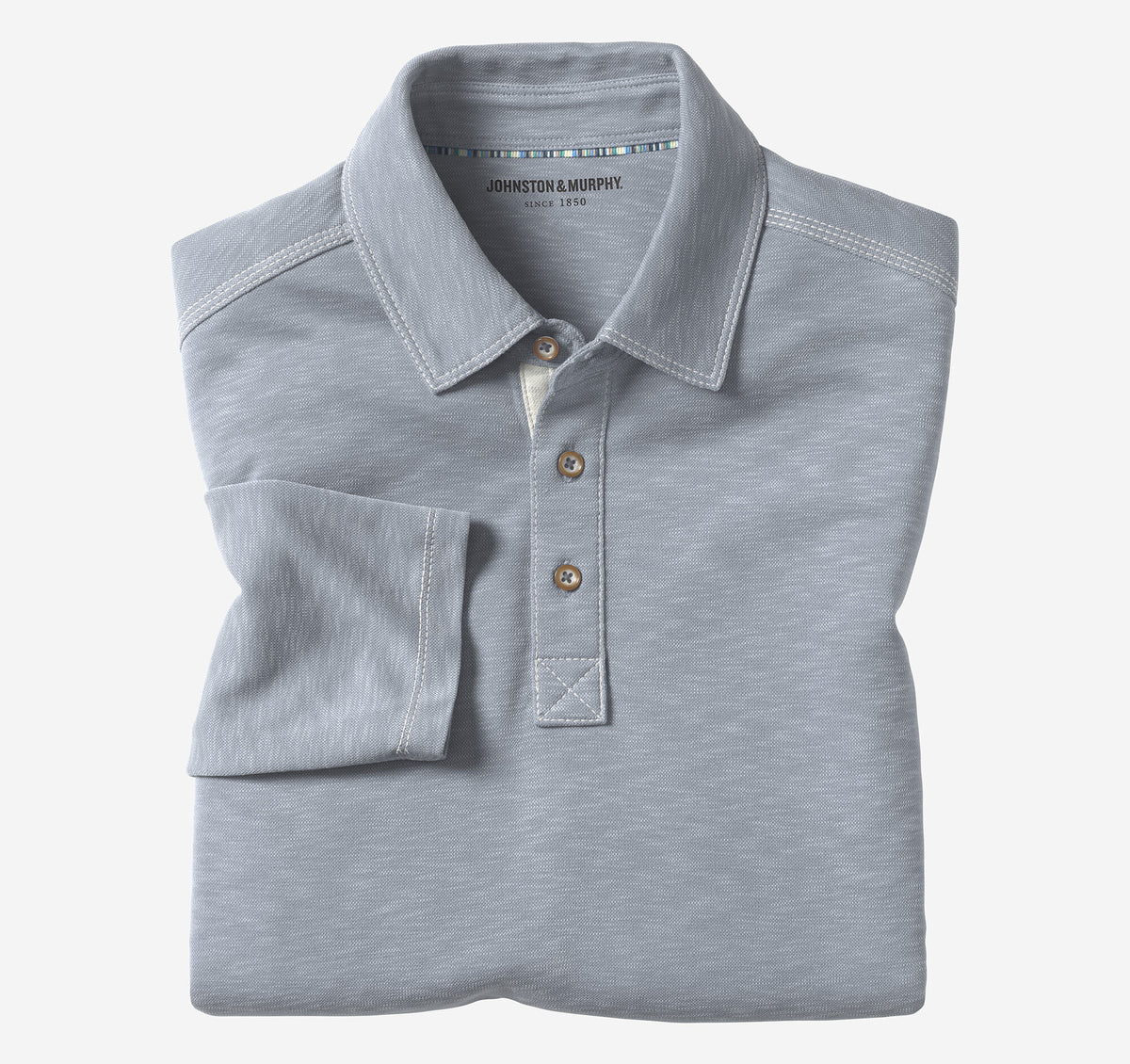 Men's Vintage Slub Long-Sleeve Polo - Johnston Murphy