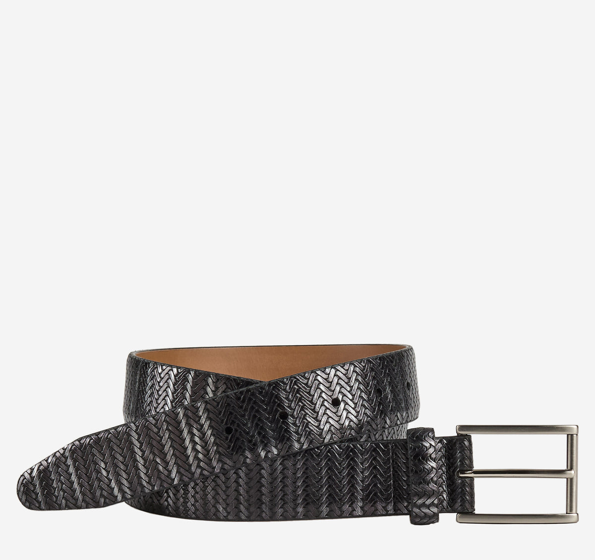 Men's Herringbone Embossed Belt - Johnston Murphy
