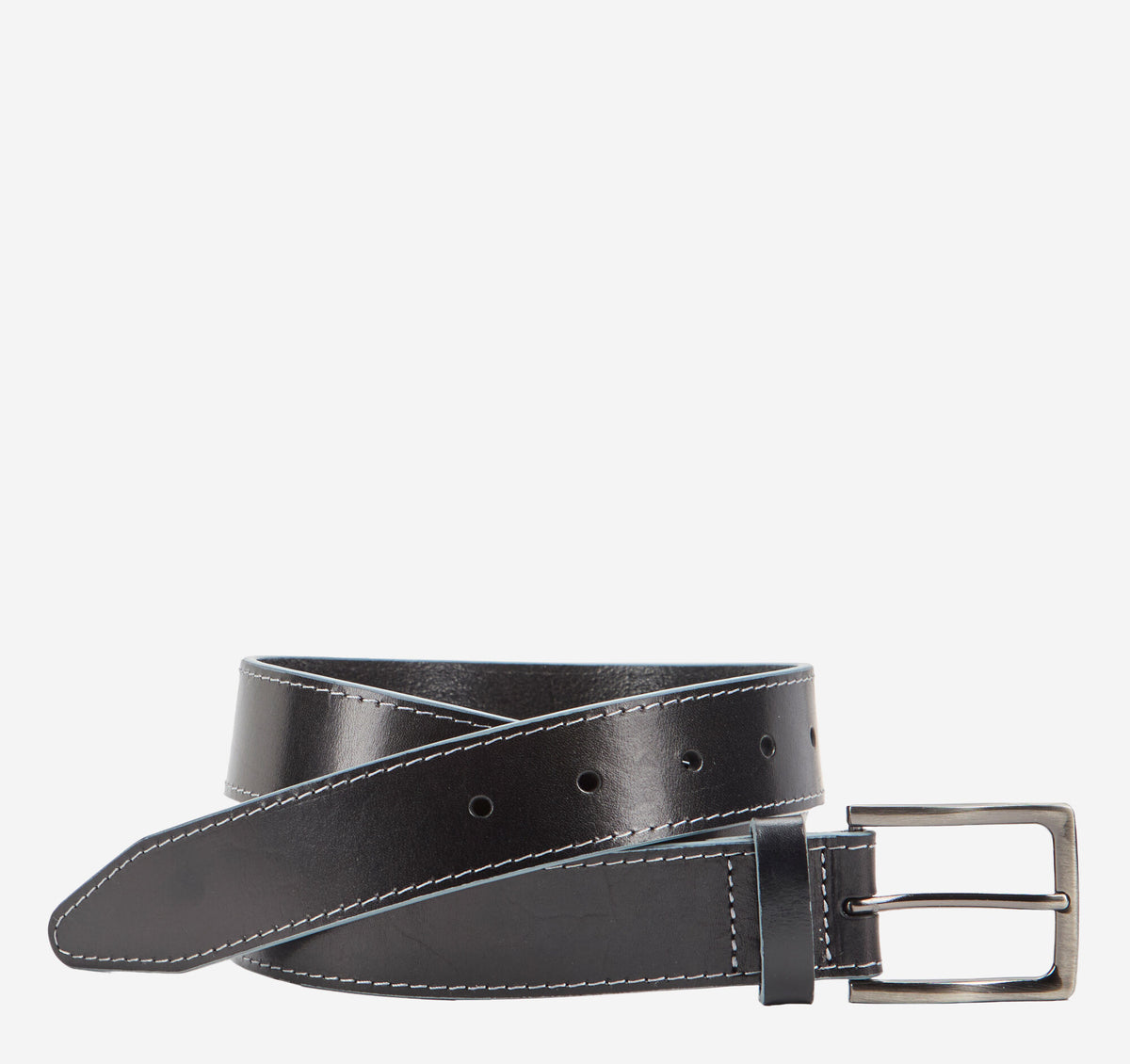 Men's Waxy Gray-Edged Leather Belt - Johnston Murphy