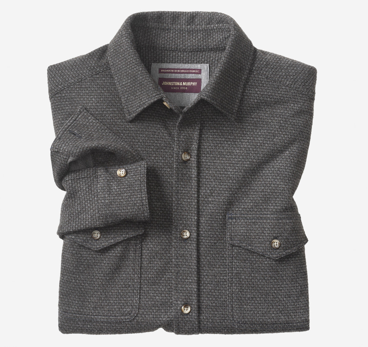 Men's Brushed Button-Front Knit Shirt - Johnston Murphy
