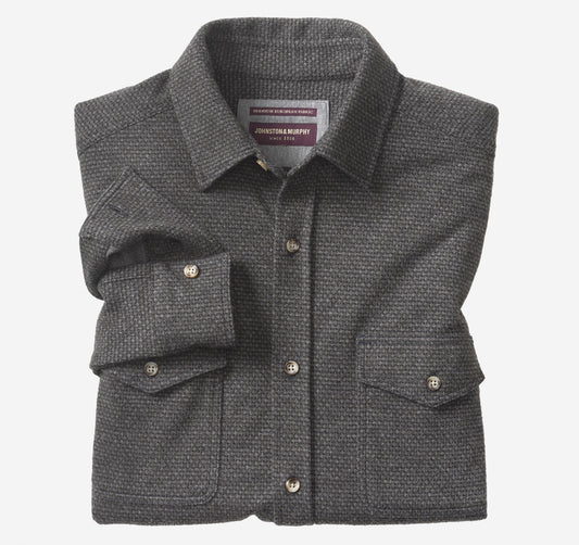 Men's Brushed Button-Front Knit Shirt - Johnston Murphy