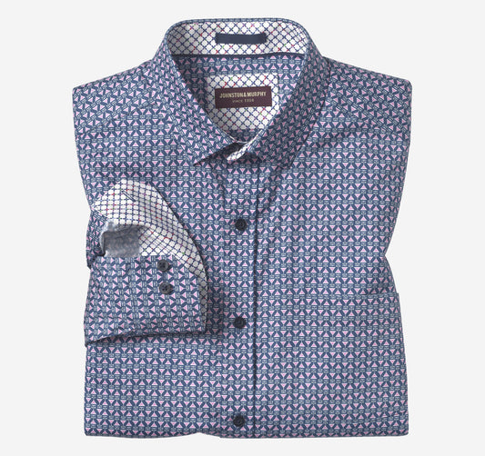 Men's Printed Cotton Shirt - Johnston Murphy
