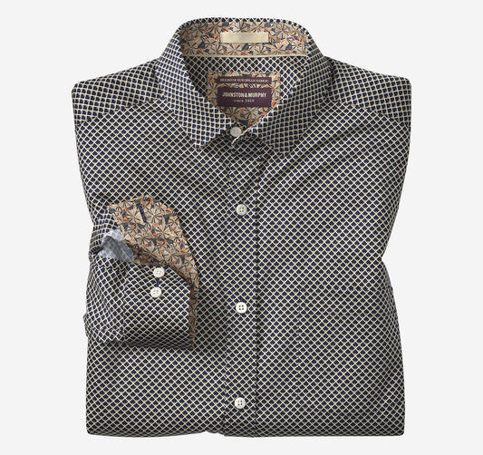 Men's Printed Cotton Shirt - Johnston Murphy