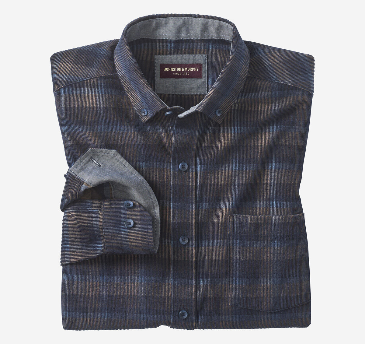 Men's Plaid Corduroy Shirt - Johnston Murphy