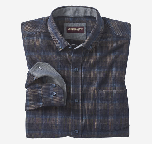 Men's Plaid Corduroy Shirt - Johnston Murphy