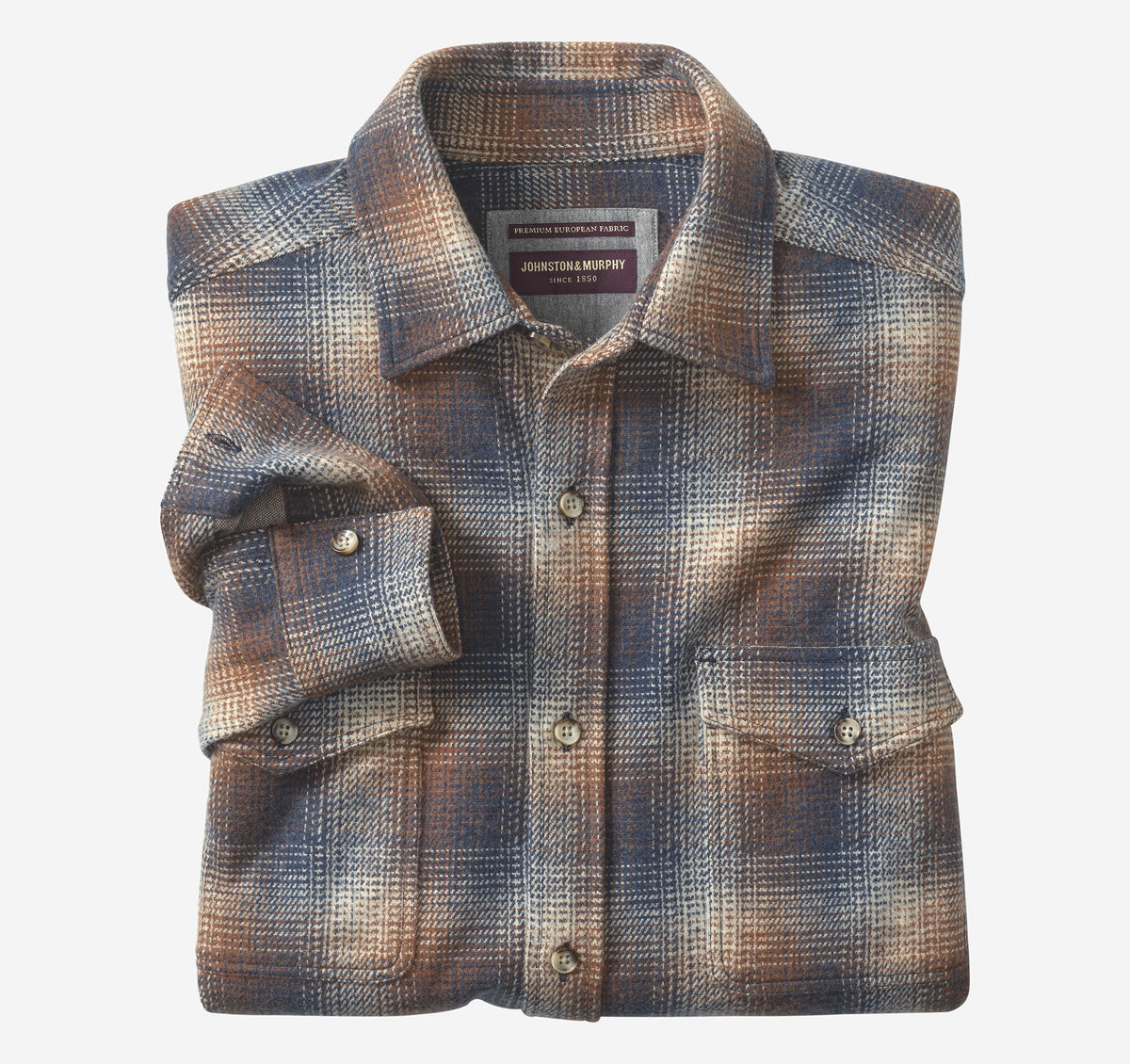 Men's Brushed Button-Front Knit Shirt - Johnston Murphy