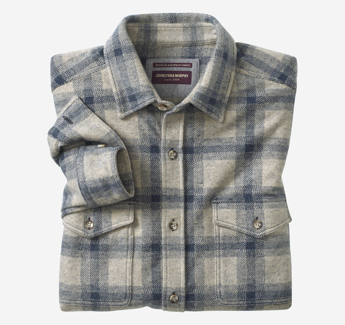 Men's Brushed Button-Front Knit Shirt - Johnston Murphy