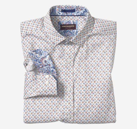 Men's Printed Cotton Shirt - Johnston Murphy