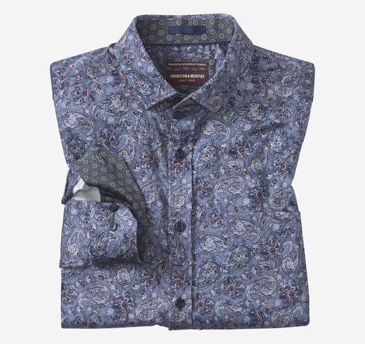 Men's Printed Cotton Shirt - Johnston Murphy