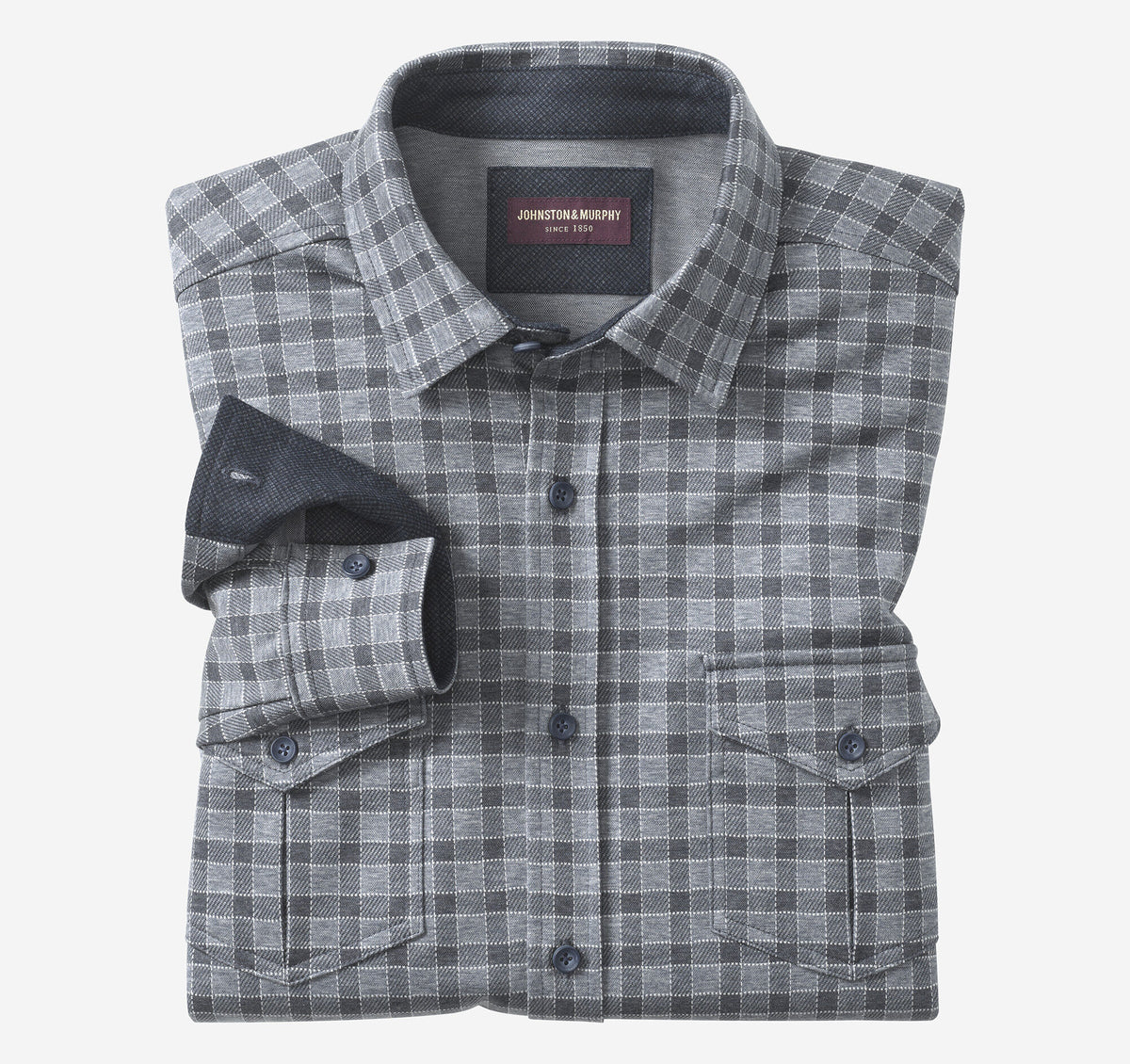 Men's Button-Front Knit Shirt - Johnston Murphy