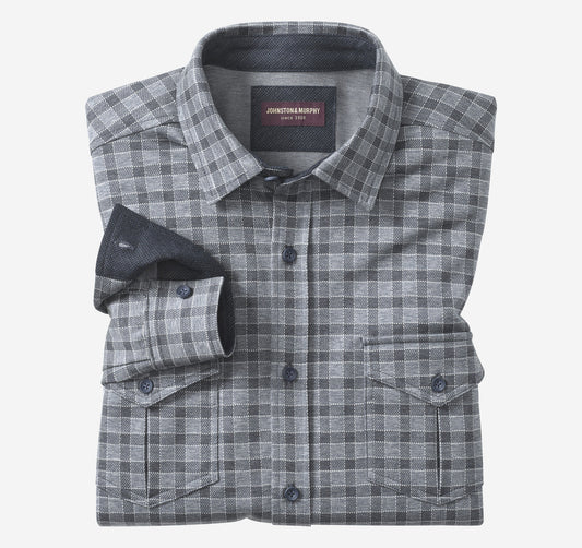 Men's Button-Front Knit Shirt - Johnston Murphy
