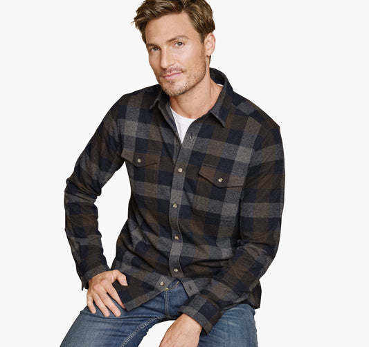 Men's Brushed Button-Front Knit Shirt - Johnston Murphy