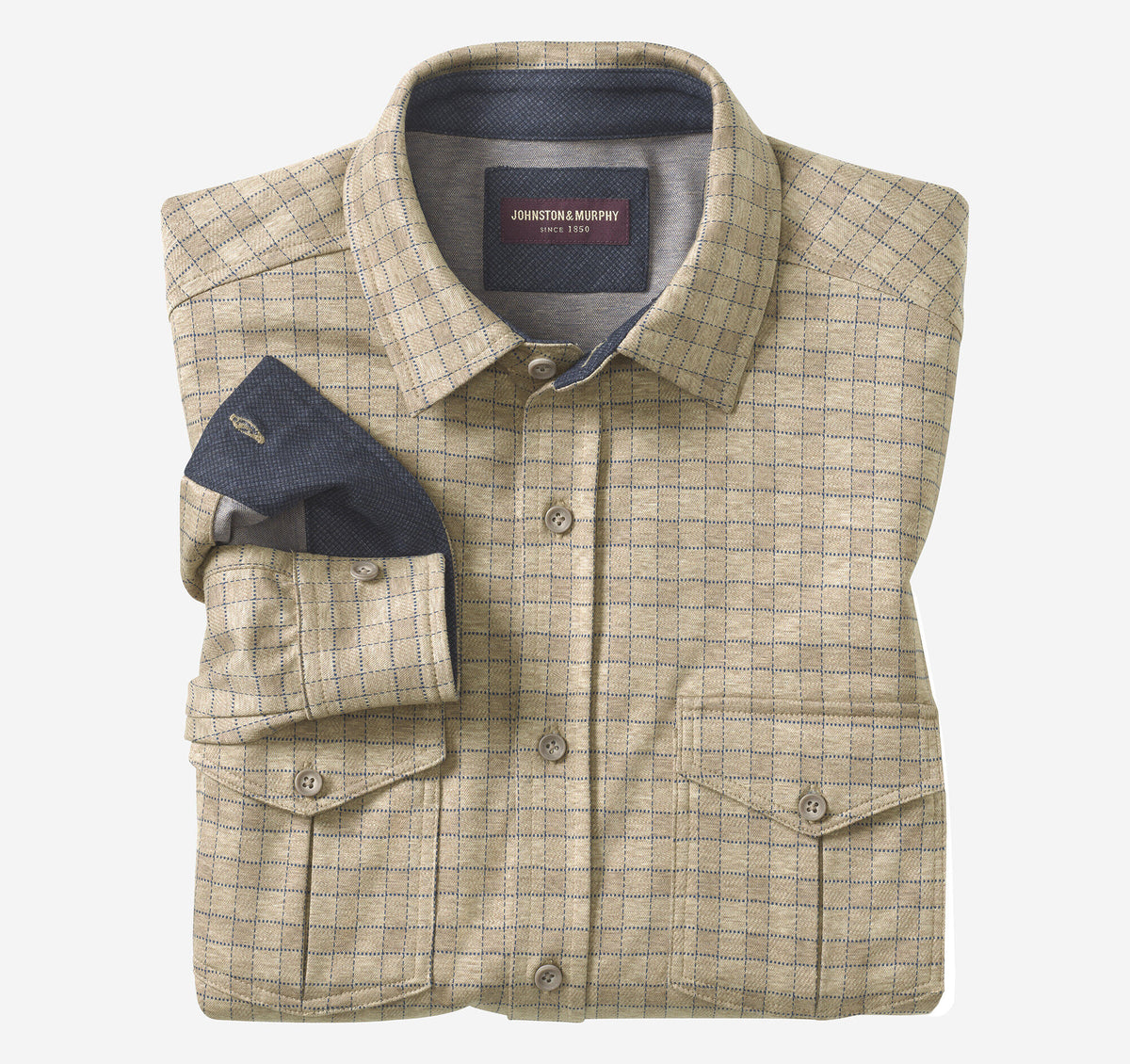 Men's Button-Front Knit Shirt - Johnston Murphy