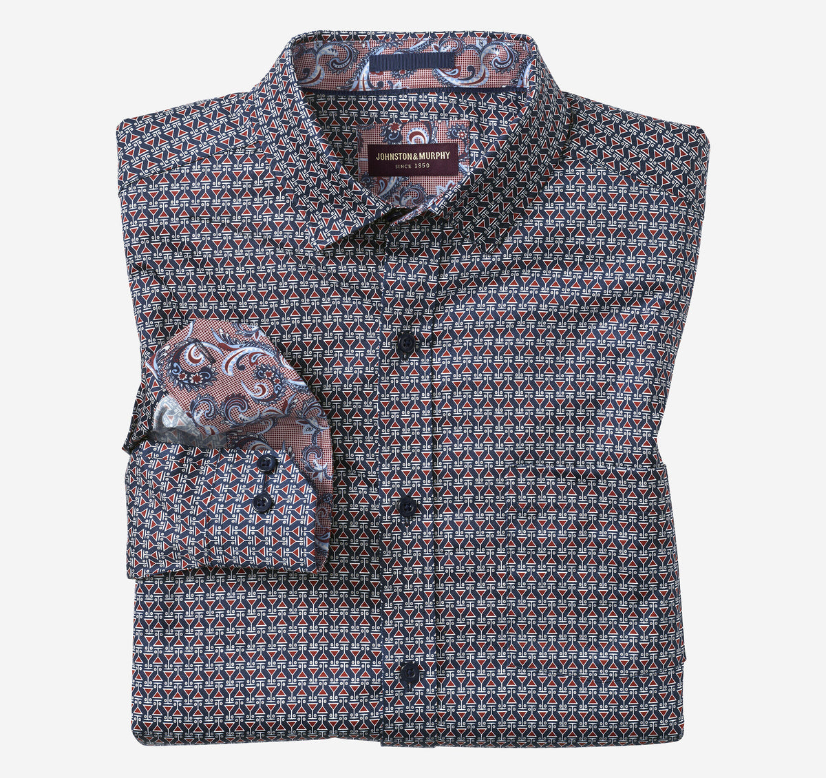 Men's Printed Cotton Shirt - Johnston Murphy