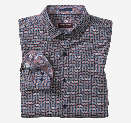 Men's Printed Cotton Shirt - Johnston Murphy