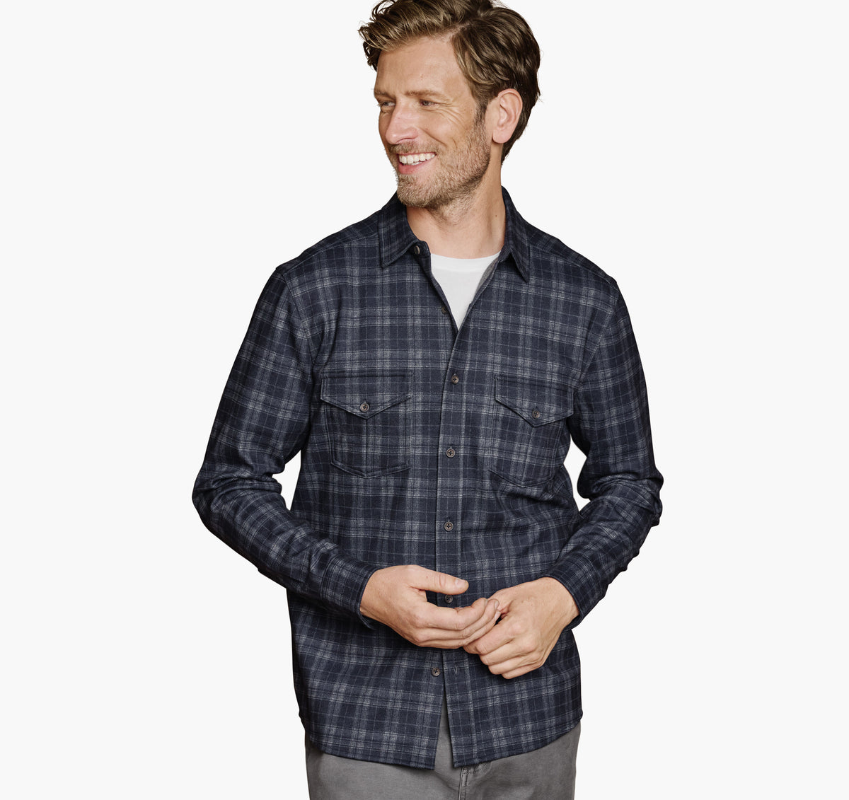 Men's Button-Front Knit Shirt - Johnston Murphy