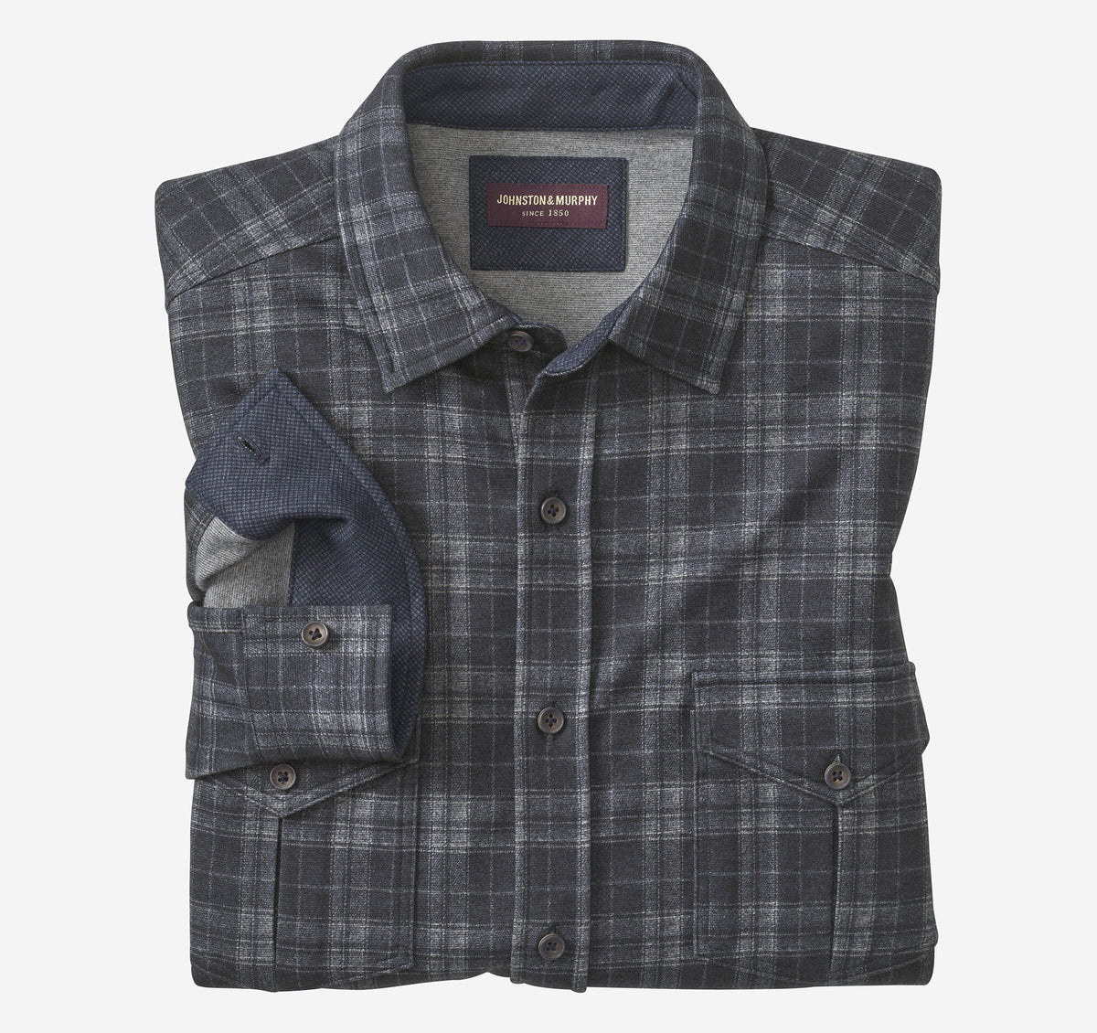 Men's Button-Front Knit Shirt - Johnston Murphy