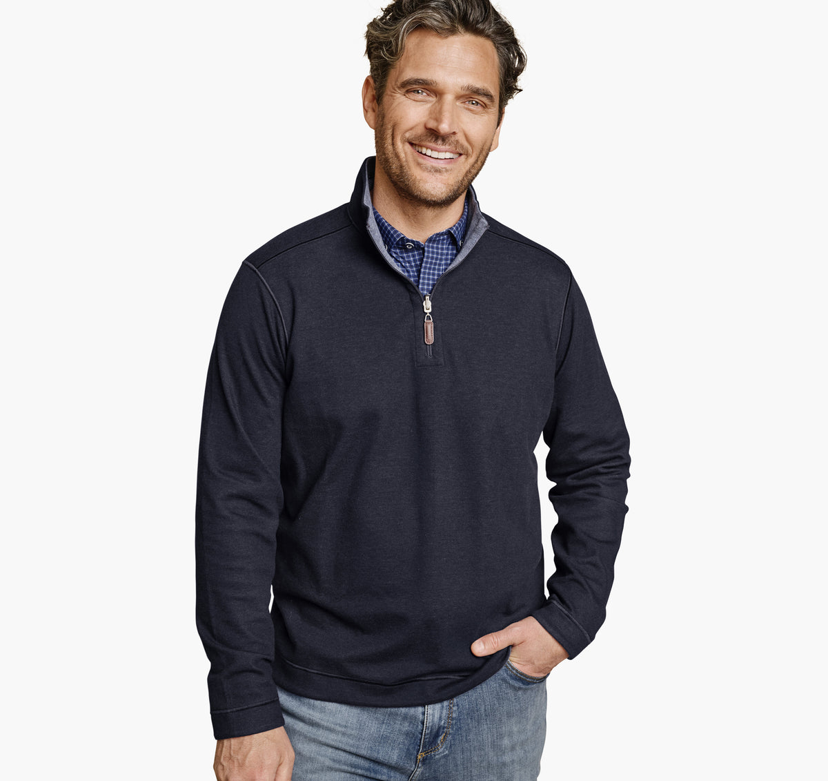 Men's Icon Reversible Solid Quarter-Zip - Johnston Murphy