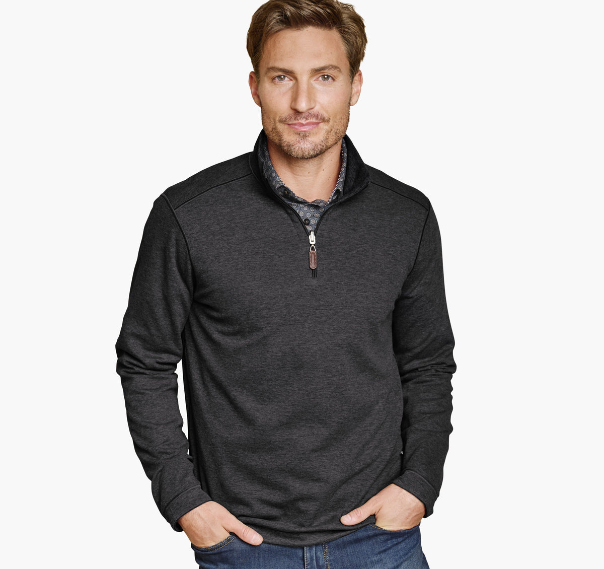 Men's Icon Reversible Solid Quarter-Zip - Johnston Murphy