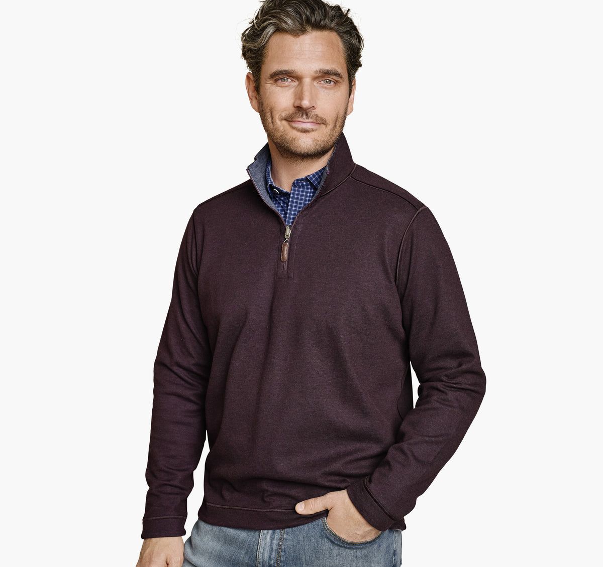 Men's Icon Reversible Solid Quarter-Zip - Johnston Murphy