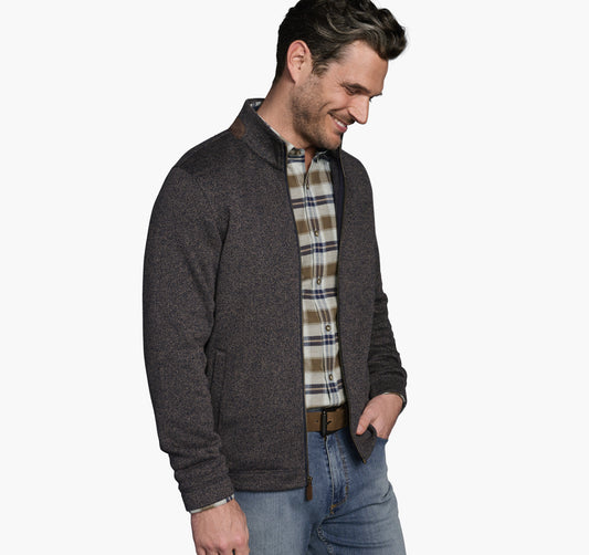 Men's Marled Ribbed Full Zip - Johnston Murphy