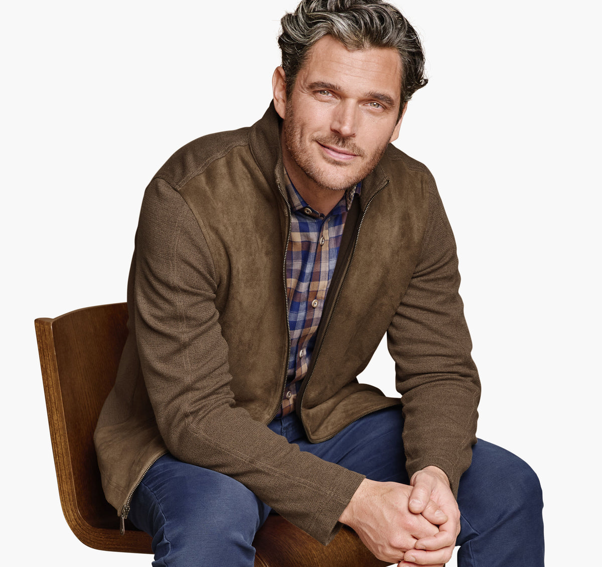 Men's Faux-Suede Full-Zip - Johnston Murphy
