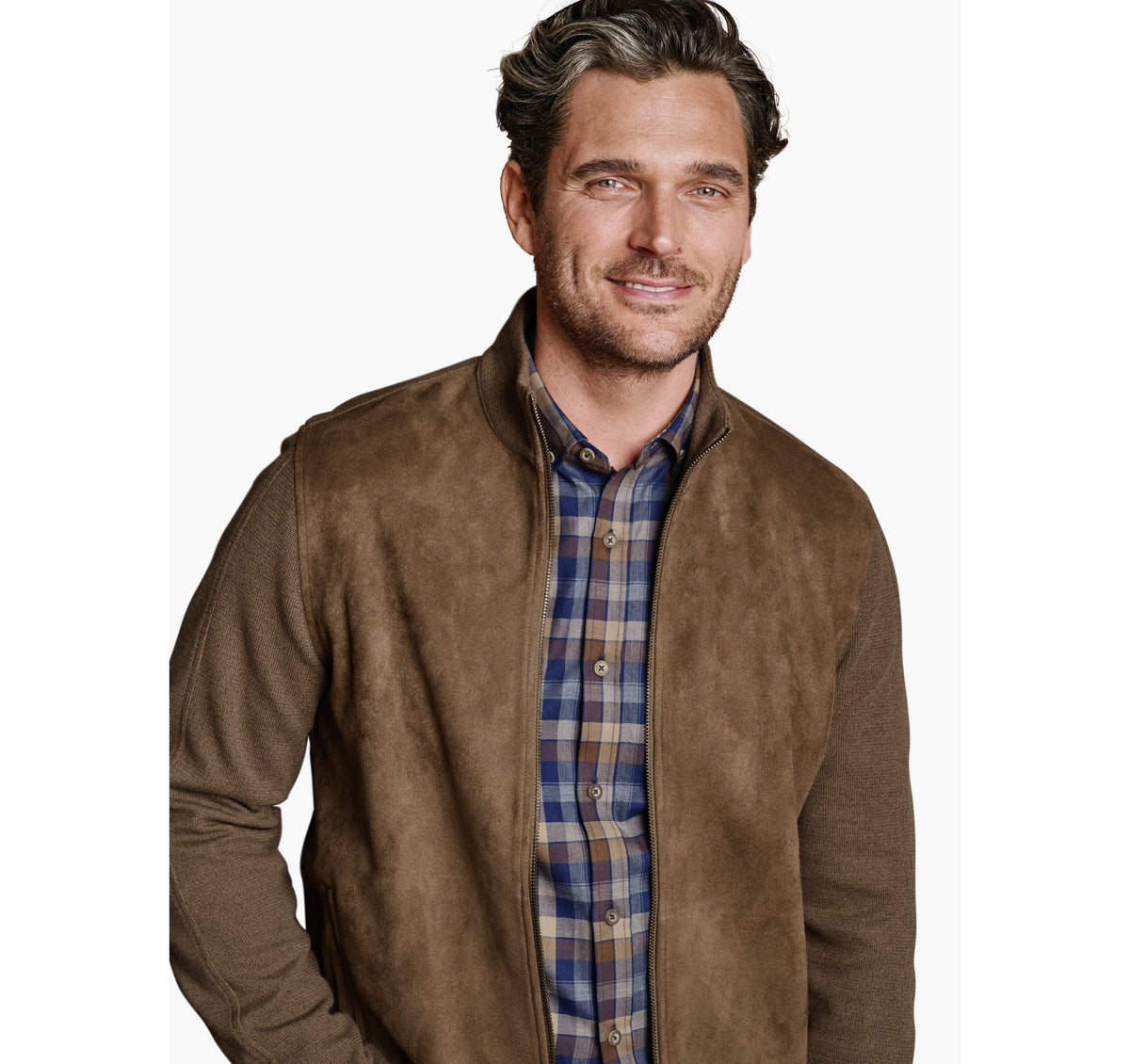 Men's Faux-Suede Full-Zip - Johnston Murphy