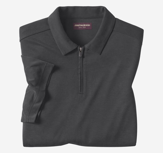 Men's Vintage Birdseye Zip Polo - Johnston Murphy