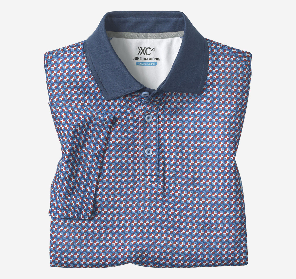 Men's XC4® Performance Solid-Collar Print Polos + Cool Degree™ - Johnston Murphy