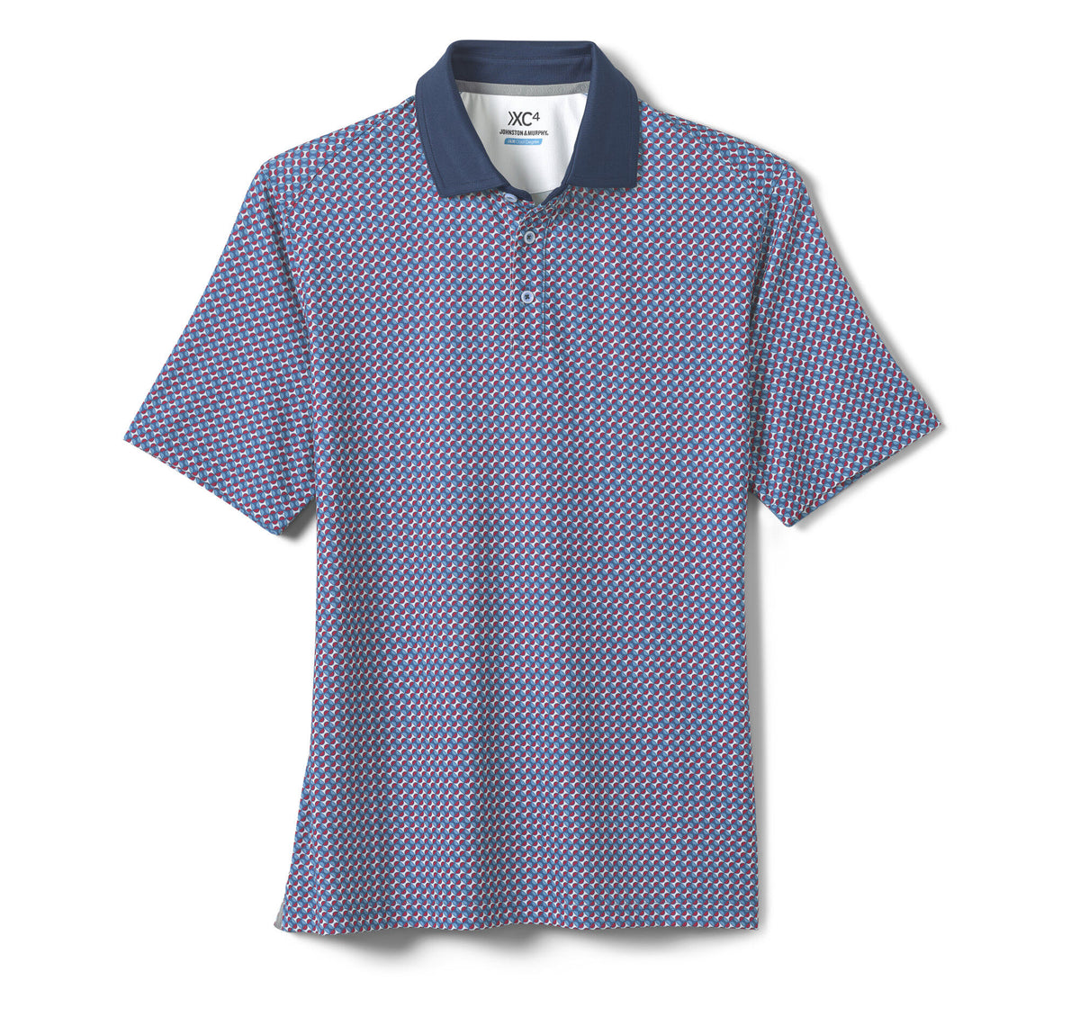 Men's XC4® Performance Solid-Collar Print Polos + Cool Degree™ - Johnston Murphy