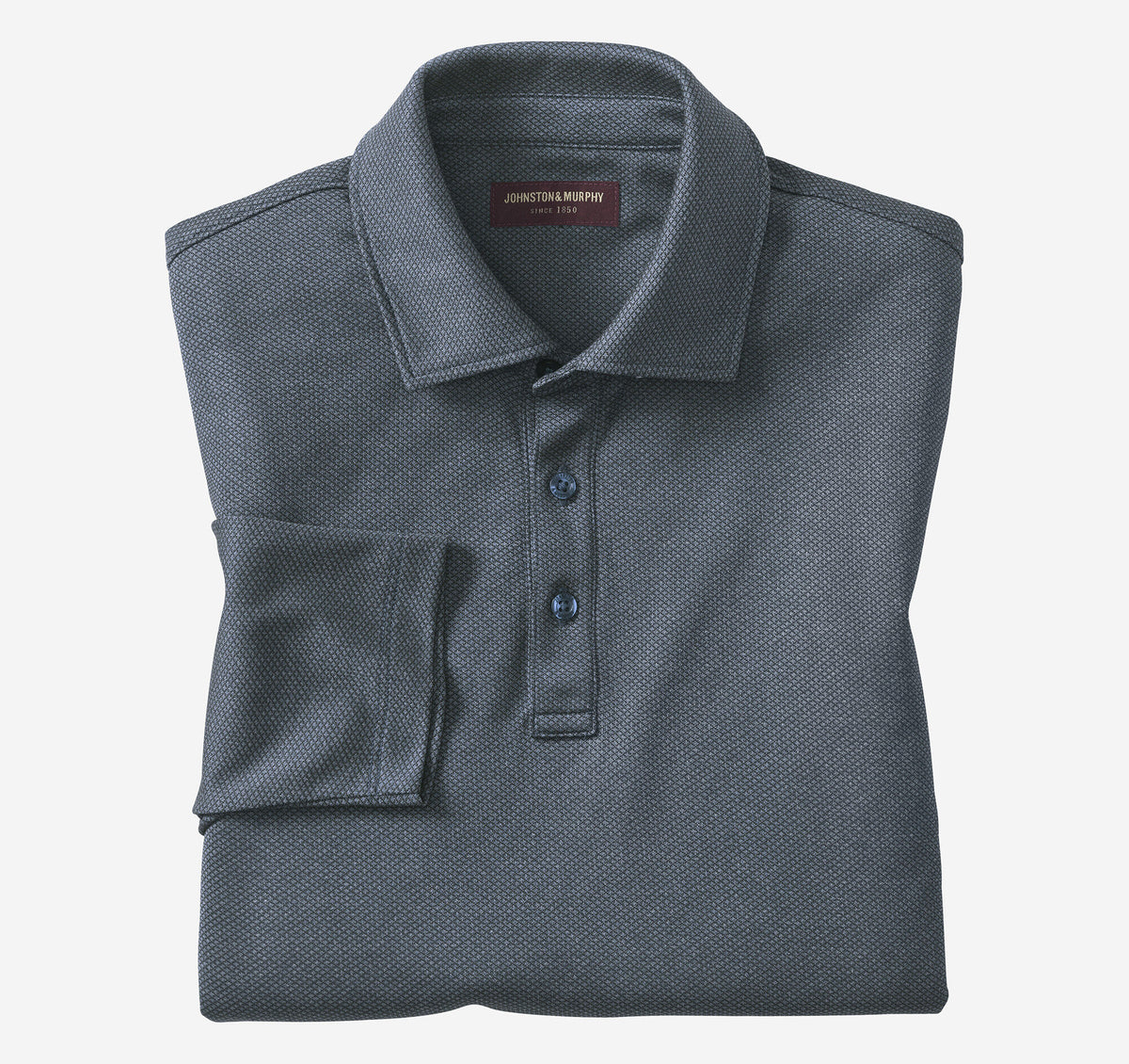 Men's Knit Jacquard Long-Sleeve Polo - Johnston Murphy