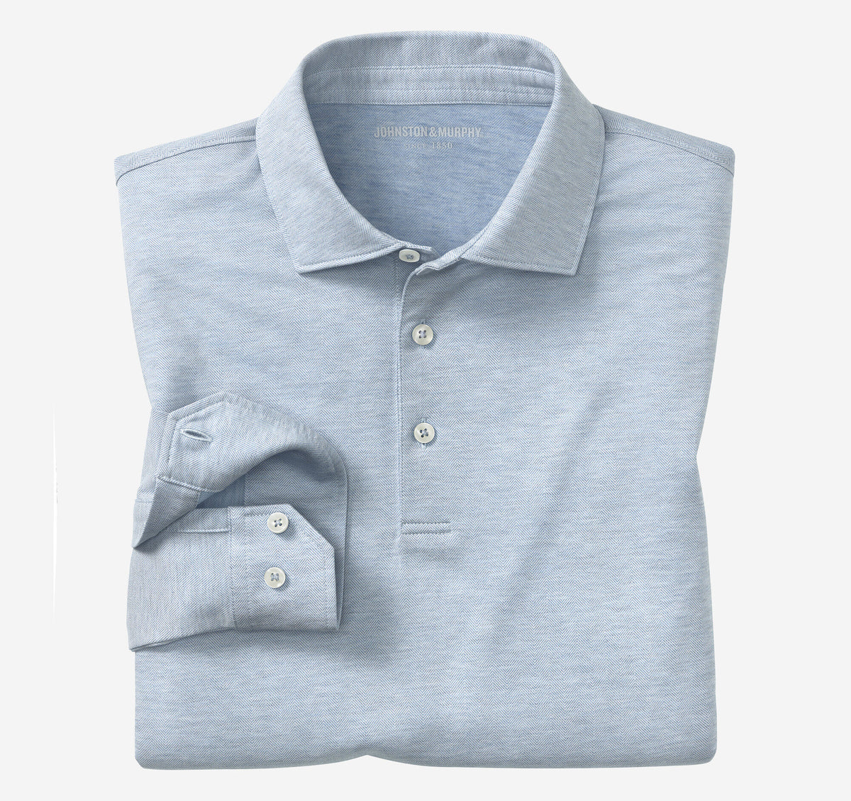 Men's Herringbone Long-Sleeve Polo - Johnston Murphy
