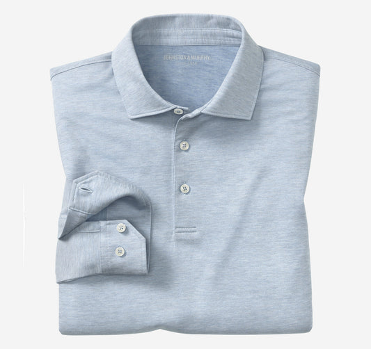 Men's Herringbone Long-Sleeve Polo - Johnston Murphy