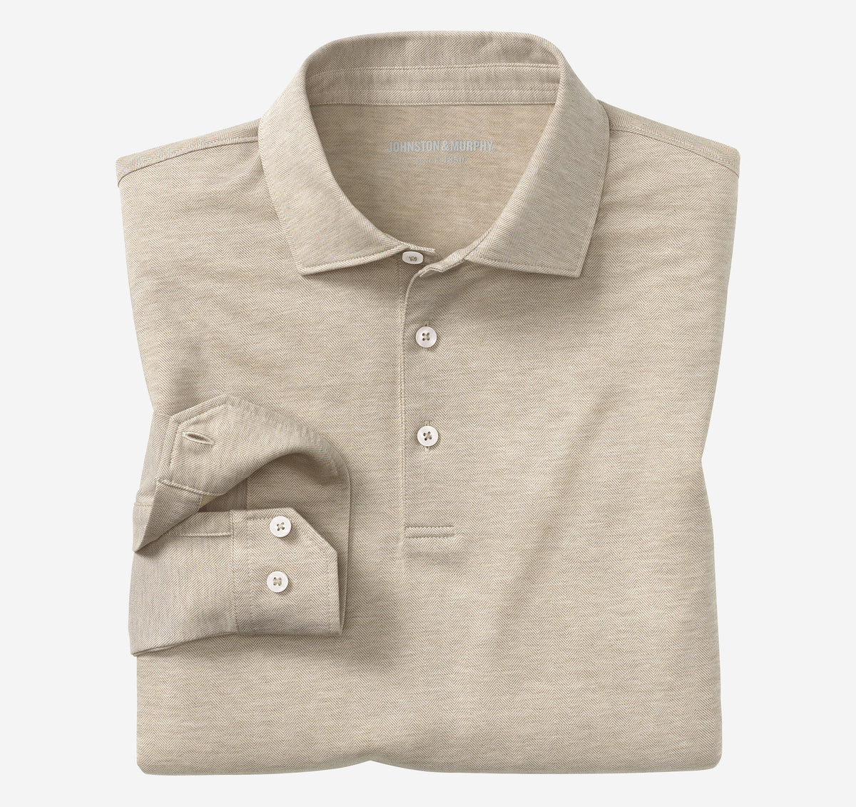 Men's Herringbone Long-Sleeve Polo - Johnston Murphy