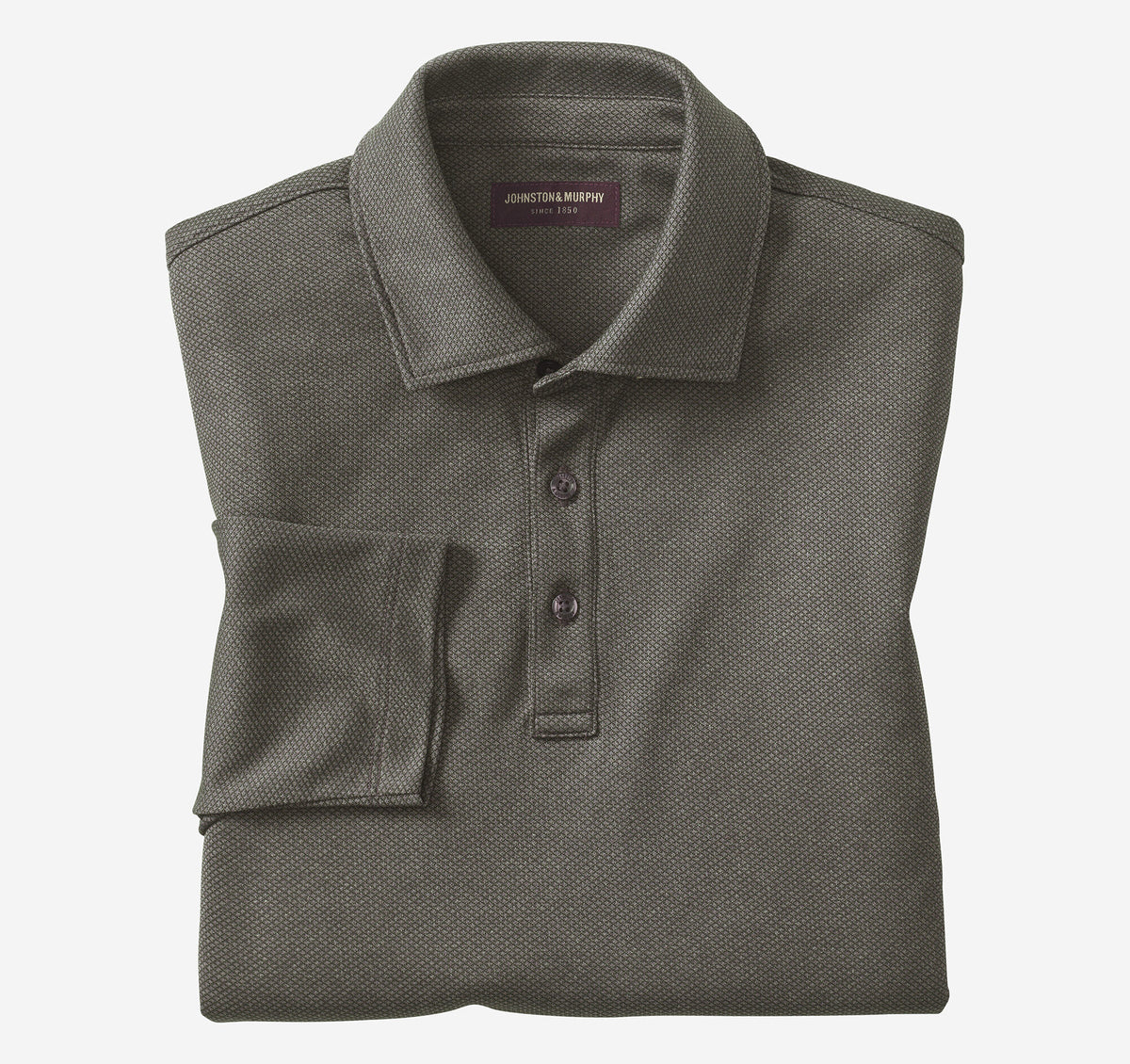 Men's Knit Jacquard Long-Sleeve Polo - Johnston Murphy