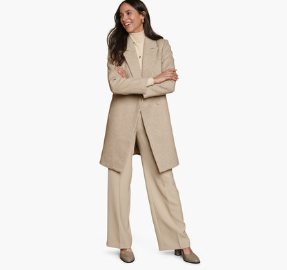 Women's Wool-Blend Coat with Removable Knit Collar - Johnston Murphy