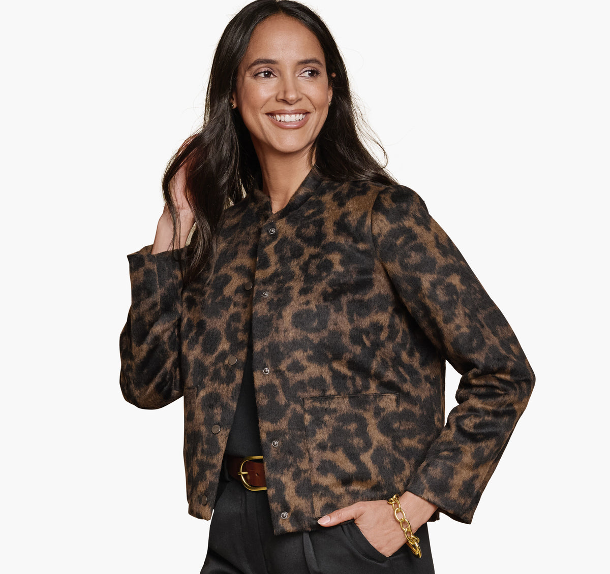 Women's Brushed Leopard-Print Bomber - Johnston Murphy