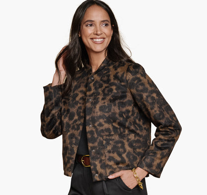 Women's Brushed Leopard-Print Bomber - Johnston Murphy