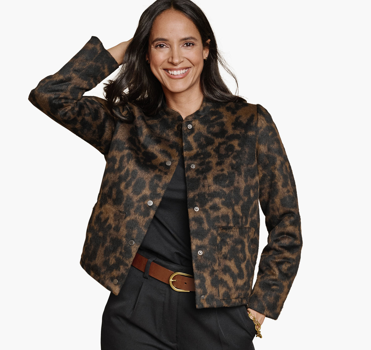 Women's Brushed Leopard-Print Bomber - Johnston Murphy