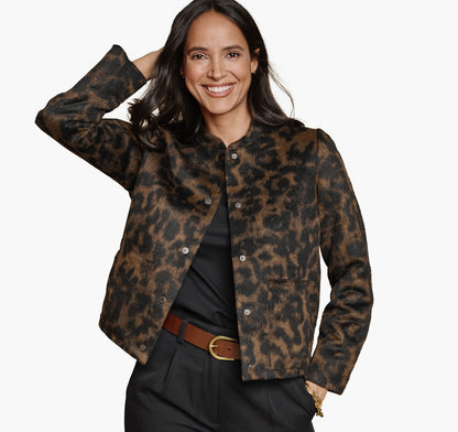 Women's Brushed Leopard-Print Bomber - Johnston Murphy