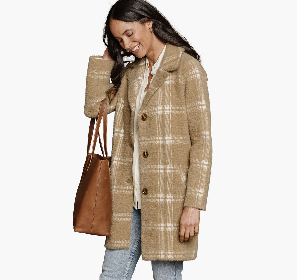 Women's Eyelash Plaid Coatigan - Johnston Murphy