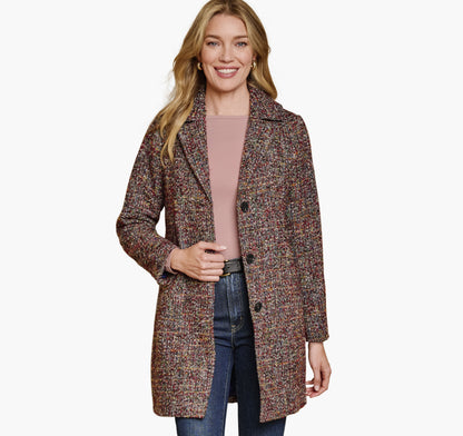 Women's Colorful Tweed Coat - Johnston Murphy