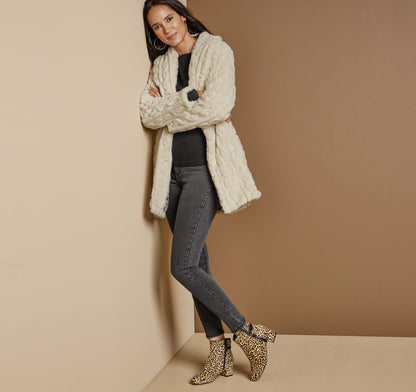 Women's Cable Faux-Fur Coat - Johnston Murphy
